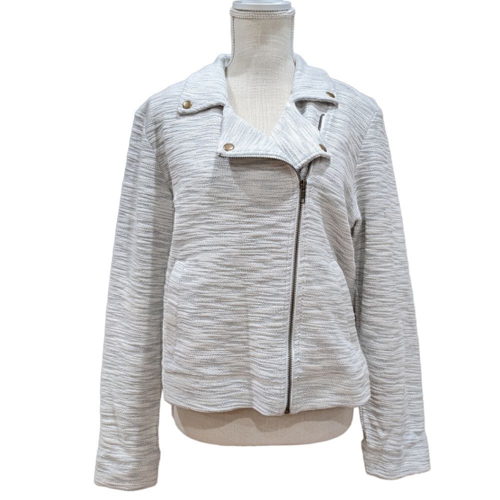 NWT Abbeline Grey Zip Up Textured Knit Jacket Size L